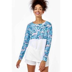 LILLY PULITZER Finn Top Lilly Loves Cape Cod Bali Blue Knit Shirt Small